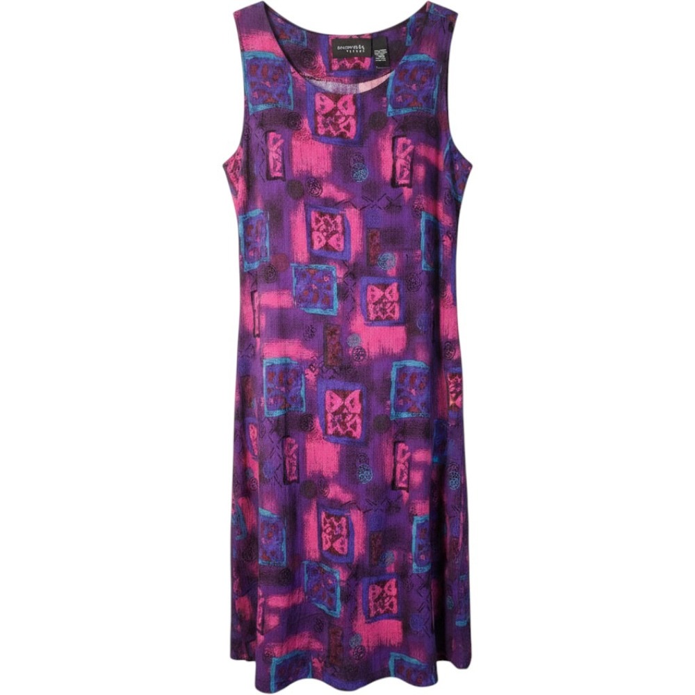Sage Harbor Dress Purple Pink Abstract Geometric Rayon Maxi Dress Womens 18